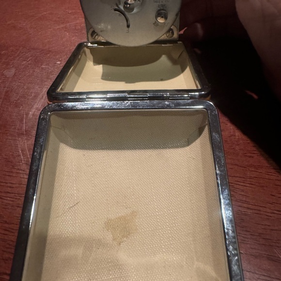 Vintage Equity Folding Travel Working Alarm Clock Glow Hands Brown Case Working - Picture 5 of 8